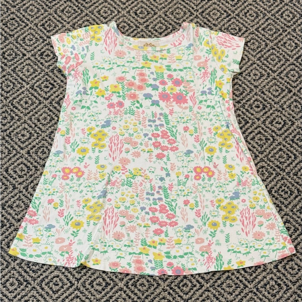 🎉 EUC 🎉 TBBC Sz 6 Floral White with Pink, Yellow & Green Polly Play Dress